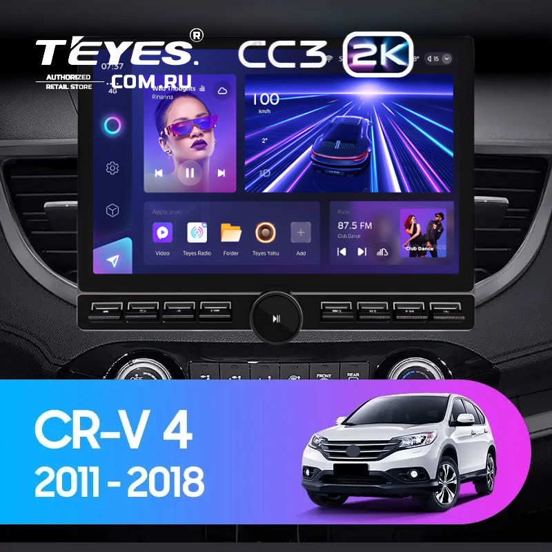 Штатная магнитола Teyes CC3 2K 6/128 Honda CR-V 4 RM RE (2011-2018) Тип-B (13&quot; с кнопками) 10 inch