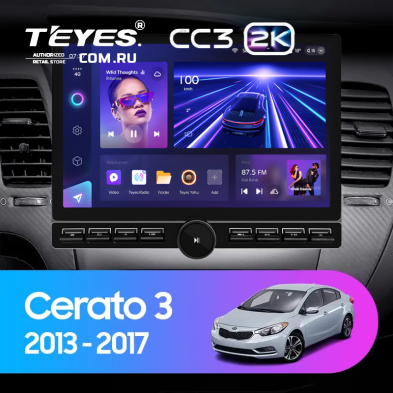 Штатная магнитола Teyes CC3 2K 6/128 Kia Cerato 3 YD (2013-2017) F1 Тип-AB (13&quot; с кнопками)