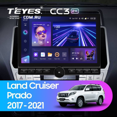 Штатная магнитола Teyes CC3 2K 6/128 Toyota Land Cruiser Prado 150 (2017-2021) (13&quot; с кнопками)