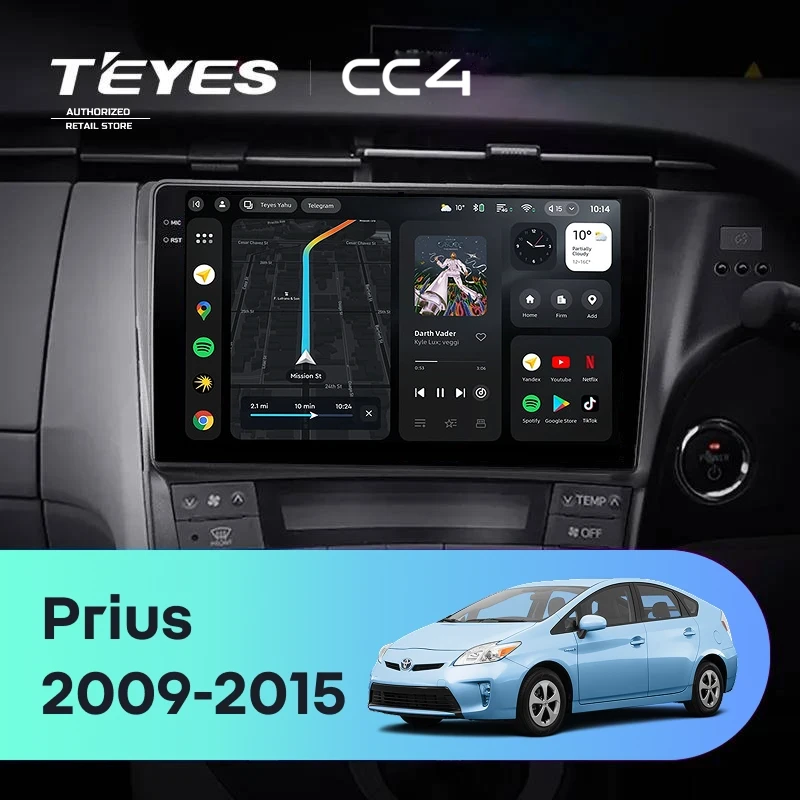 Штатная магнитола Teyes CC4 8/128 Toyota Prius 3 XW30 (2009-2015) F2 правый руль