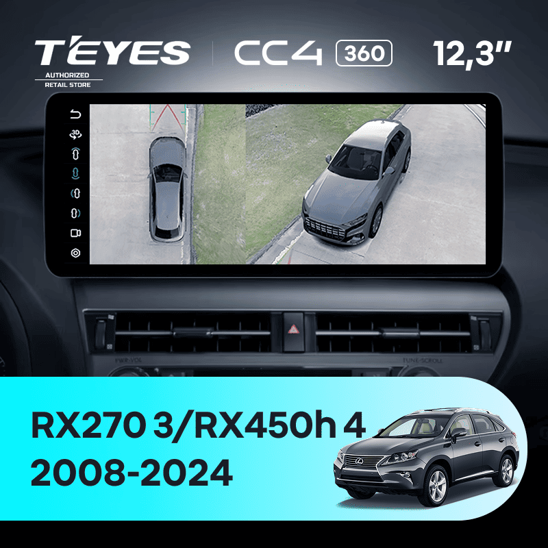 Штатная магнитола Teyes CC4 12.3" 360 6/64 Lexus RX270 3 RX450h 3 AL10 (2008-2015) Тип-D