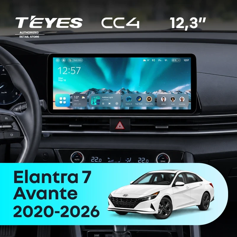 Штатная магнитола Teyes CC4 12.3" 8/128 Hyundai Elantra 7 (2020-2026)