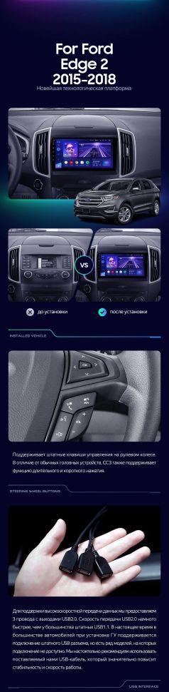 Штатная магнитола Teyes CC3 4/32 Ford Edge 2 (2015-2018) F1