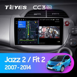 Штатная магнитола Teyes CC3 2K 360 6/128 Honda Jazz 2 GG (2007-2014) Правый руль