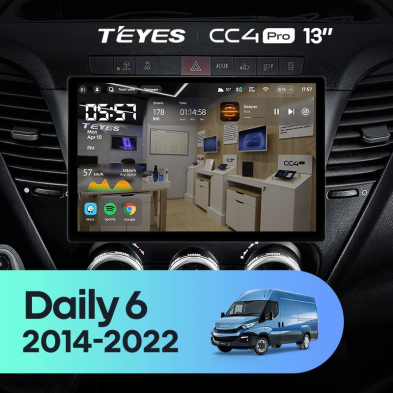 Штатная магнитола Teyes CC4 Pro 8/128 Iveco Daily 6 (2014-2022) (13&quot;)