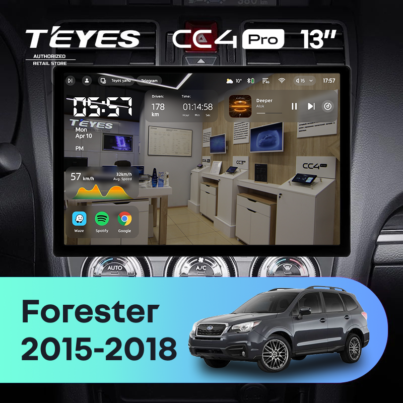 Штатная магнитола Teyes CC4 Pro 8/128 Subaru Forester SJ (2015-2018) (13&quot;)
