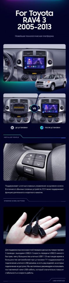 Штатная магнитола Teyes CC3 4/32 Toyota RAV4 3 XA30 (2005-2016) F1 9&quot;