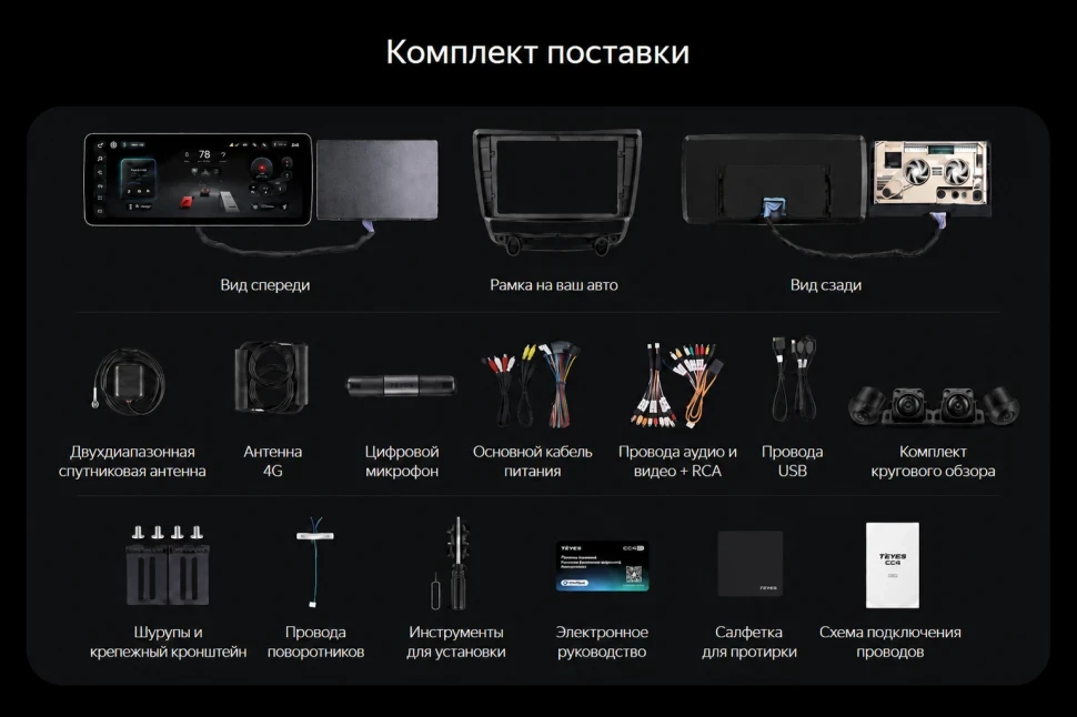 Штатная магнитола Teyes CC4 Pro 12.3" 360 8/128 Honda CR-V 4 RM RE (2011-2018) Тип-A