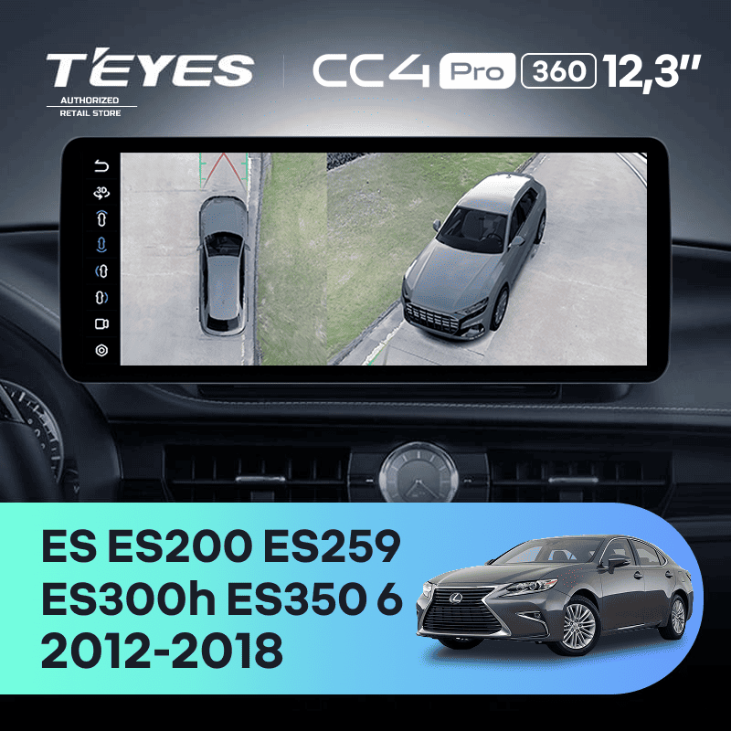 Штатная магнитола Teyes CC4 Pro 12.3" 360 8/128 Lexus ES ES200 ES250 ES300h ES350 XV60 VI 6 (2012-2018) Тип-C