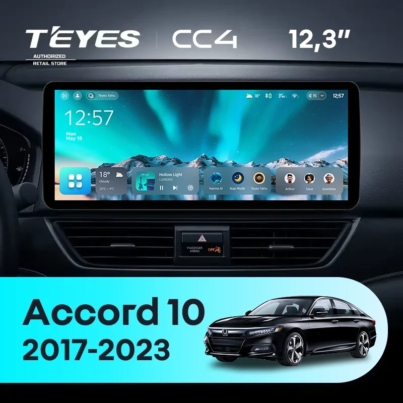 Штатная магнитола Teyes CC4 12.3" 6/64 Honda Accord 10 CV (2017-2023) Тип-B