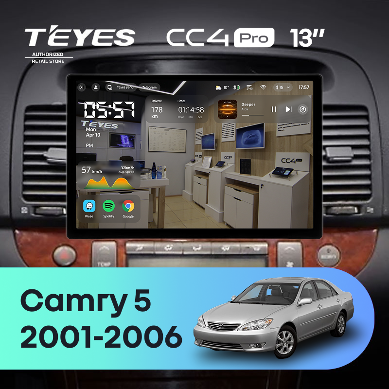 Штатная магнитола Teyes CC4 Pro 12/256 Toyota Camry 5 XV 30 (2001-2006) Тип-A (13&quot;)