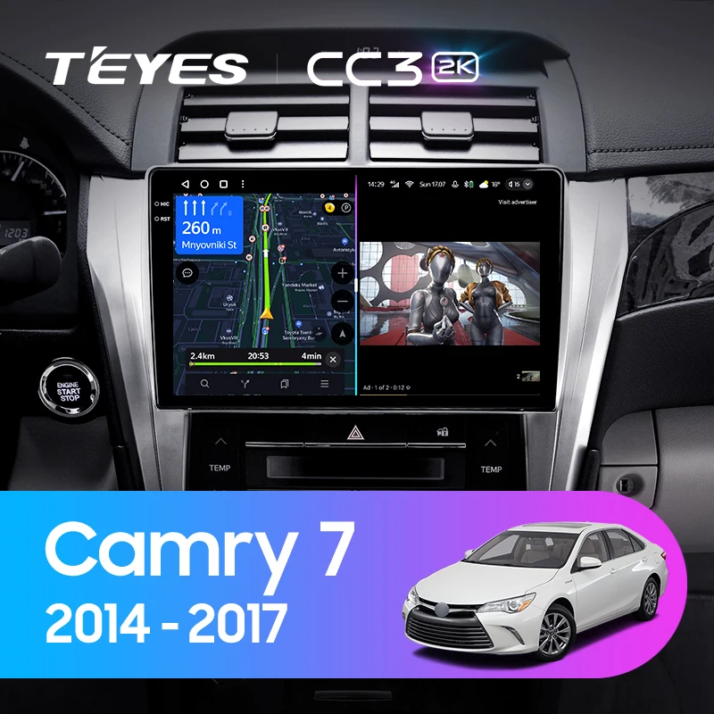 Штатная магнитола Teyes CC3 2K 4/64 Toyota Camry 7 XV 50 55 (2014-2017)