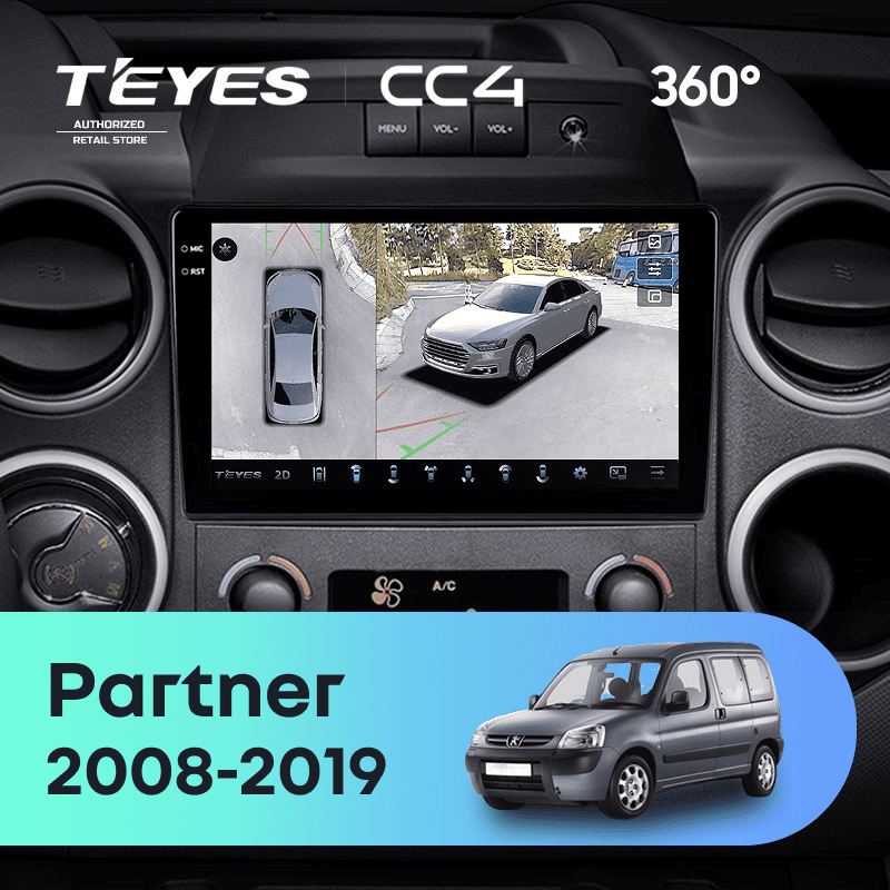 Штатная магнитола Teyes CC4 360 6/64 Peugeot Partner (2008-2019)