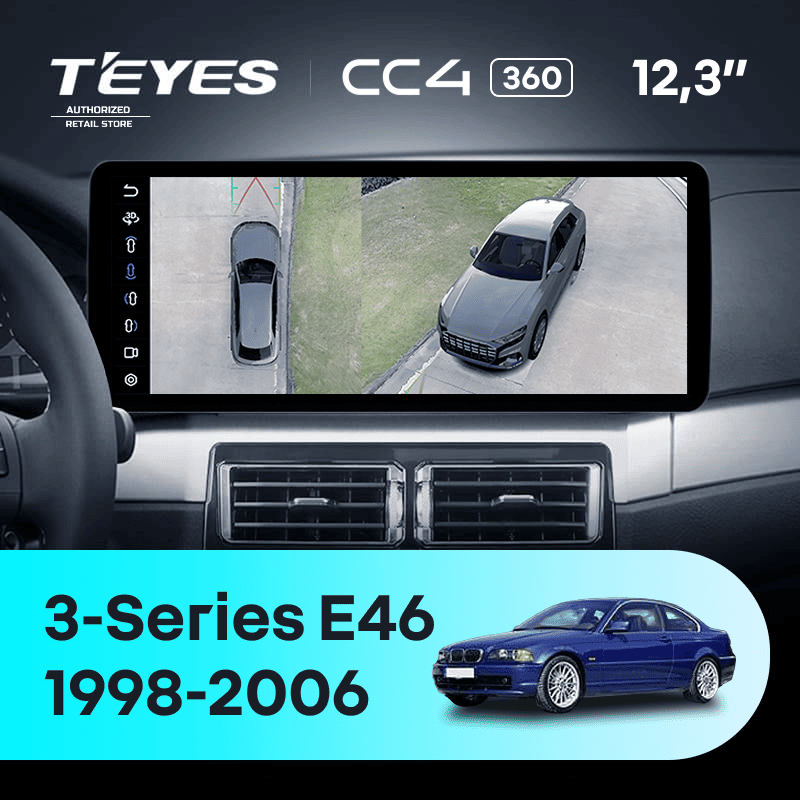 Штатная магнитола Teyes CC4 12.3" 360 8/128 BMW 3 серии E46 (1998-2006) Universal