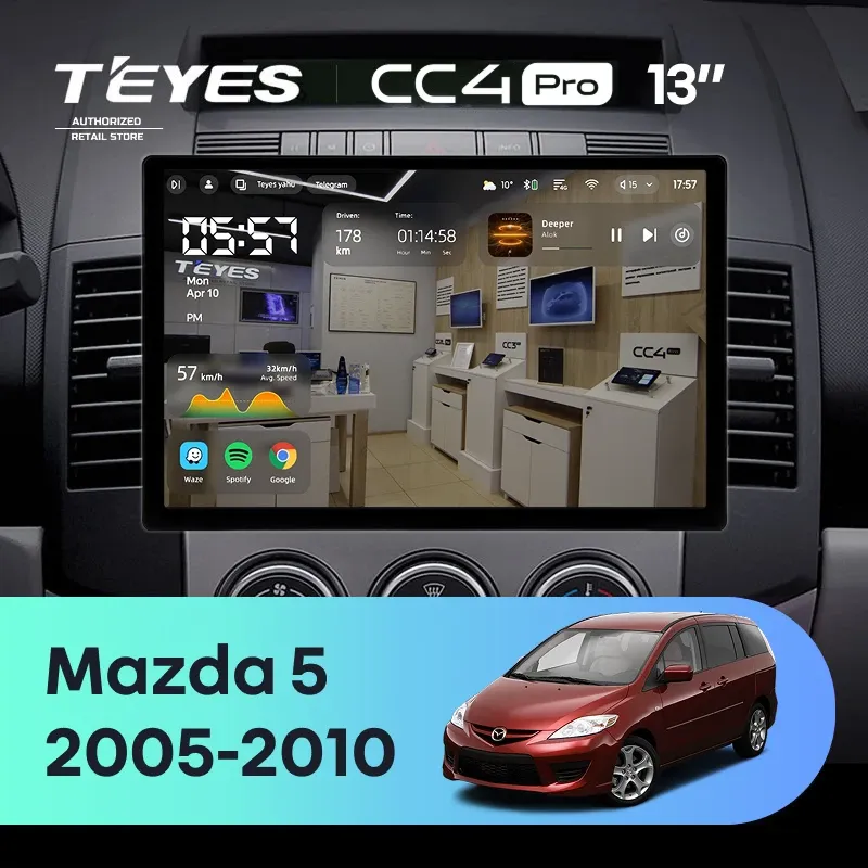 Штатная магнитола Teyes CC4 Pro 12/256 Mazda 5 2 CR (2005-2010) (13")