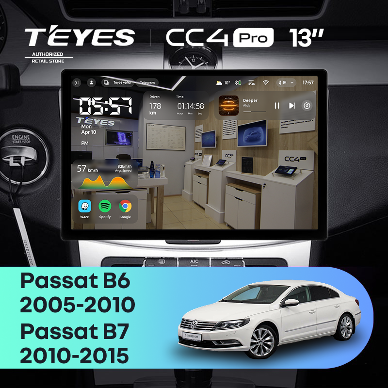 Штатная магнитола Teyes CC4 Pro 12/256 Volkswagen Passat 7 B7 (2010-2015) (13&quot;)