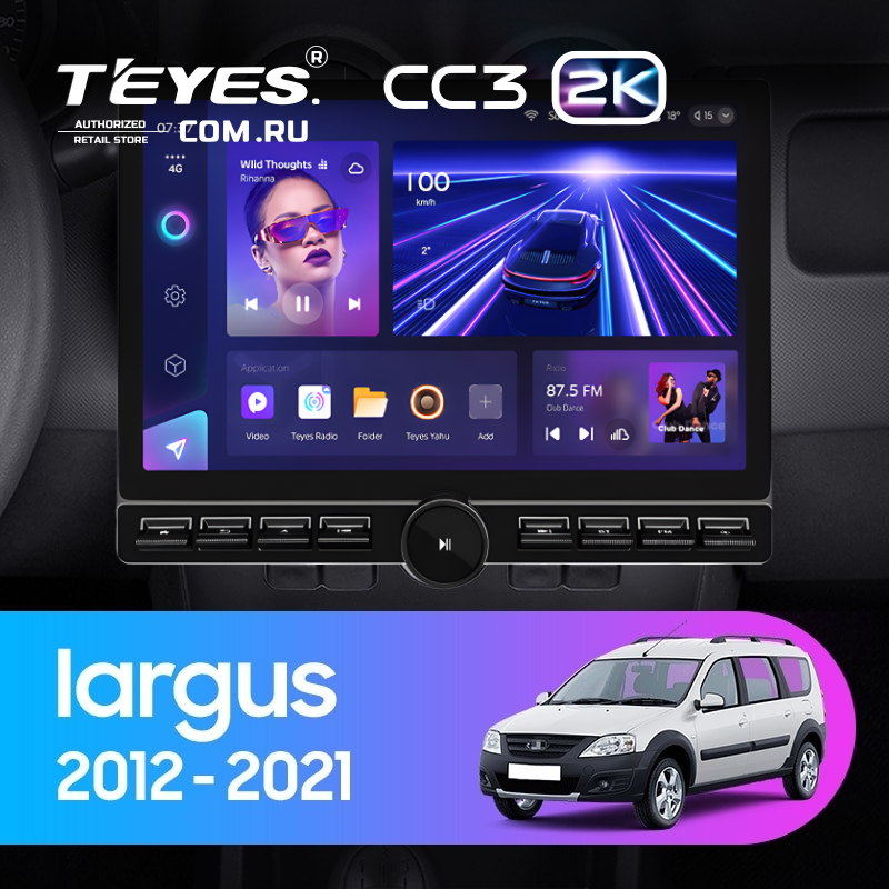 Штатная магнитола Teyes CC3 2K 6/128 Lada Largus (2012-2021) (13&quot; с кнопками)