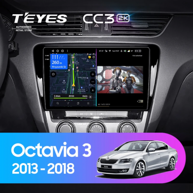 Штатная магнитола Teyes CC3 2K 4/32 Skoda Octavia 3 A7 (2013-2018) Тип-A