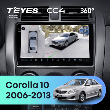 Штатная магнитола Teyes CC4 360 8/128 Toyota Corolla 10 E140 E150 (2006-2013) Тип-A