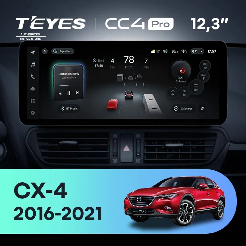 Штатная магнитола Teyes CC4 Pro 12.3" 12/256 Mazda CX-4 (2016-2021) Тип-B