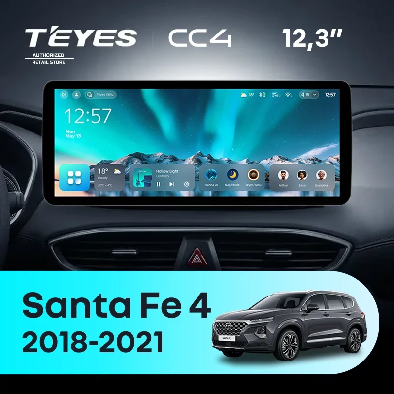 Штатная магнитола Teyes CC4 12.3" 6/64 Hyundai Santa Fe 4 (2018-2021)