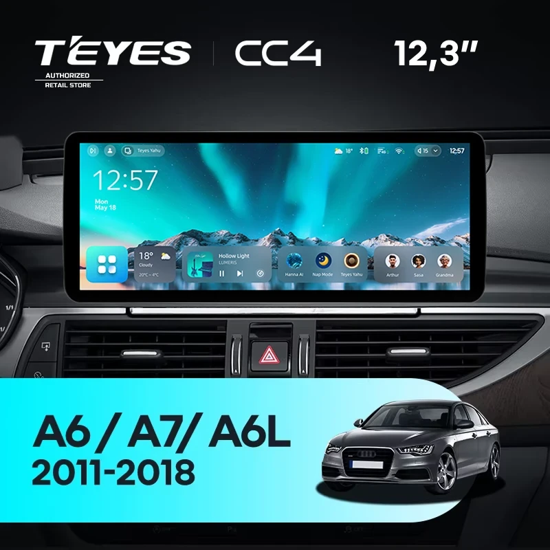 Штатная магнитола Teyes CC4 12.3" 8/128 Audi A6 C7 4 A6L (RMC System) (2011-2018)