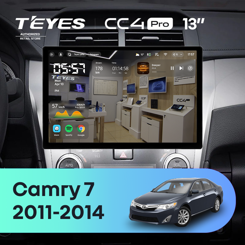 Штатная магнитола Teyes CC4 Pro 12/256 Toyota Camry 7 XV 50 55 (2011-2014) (13&quot;)