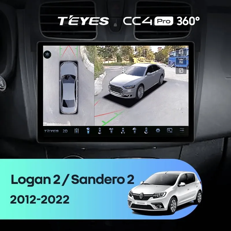 Штатная магнитола Teyes CC4 Pro 360 12/256 Renault Sandero 2 (2013-2022) F1 (13")