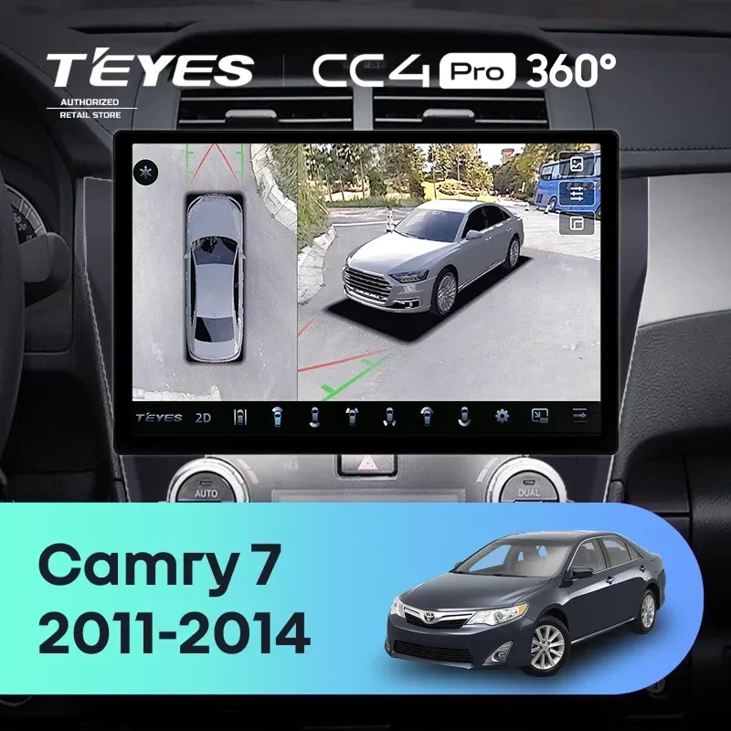 Штатная магнитола Teyes CC4 Pro 360 8/128 Toyota Camry 7 XV 50 55 (2011-2014) (черная) F2 (13")