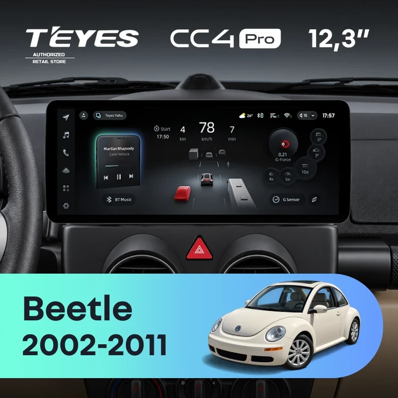 Штатная магнитола Teyes CC4 Pro 12.3" 8/128 Volkswagen Beetle A4 (2002-2011)