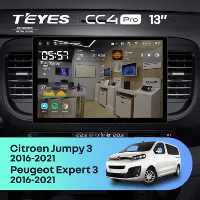 Штатная магнитола Teyes CC4 Pro 8/128 Citroen Jumpy 3 (2016-2024) (13")