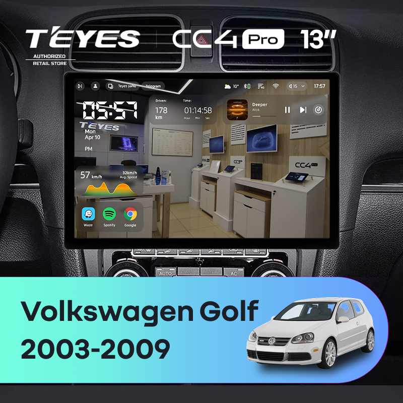 Штатная магнитола Teyes CC4 Pro 8/128 Volkswagen Golf (2003-2009) (13&quot;)