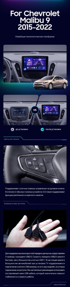 Штатная магнитола Teyes CC3 4/32 Chevrolet Malibu 9 (2015-2023) F1