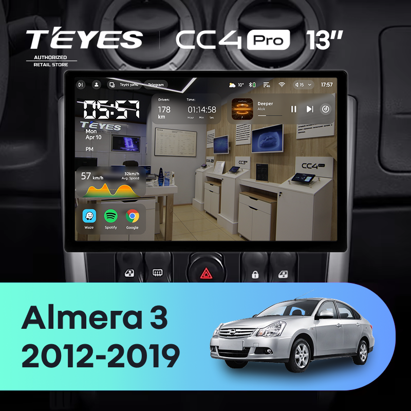 Штатная магнитола Teyes CC4 Pro 8/128 Nissan Almera 3 G15 (2012-2019) F2 (13&quot;)