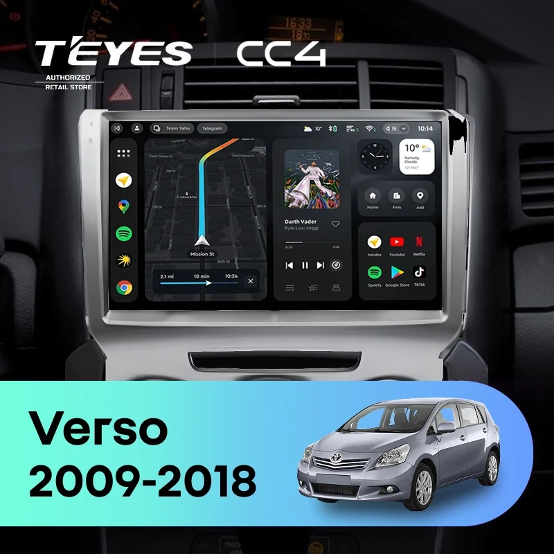 Штатная магнитола Teyes CC4 8/128 Toyota Verso R20 (2009-2018) F3