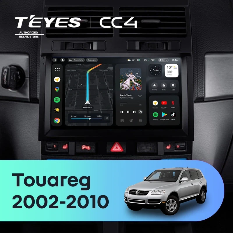 Штатная магнитола Teyes CC4 6/64 Volkswagen Touareg GP (2002-2010) F2