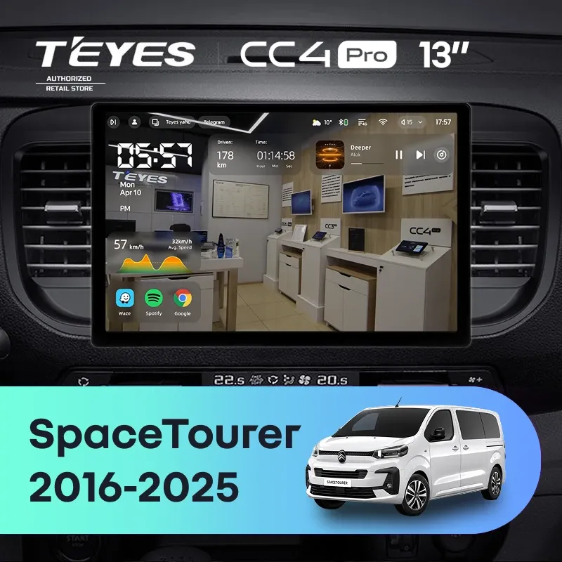 Штатная магнитола Teyes CC4 Pro 8/128 Citroen SpaceTourer (2016-2025) (13")