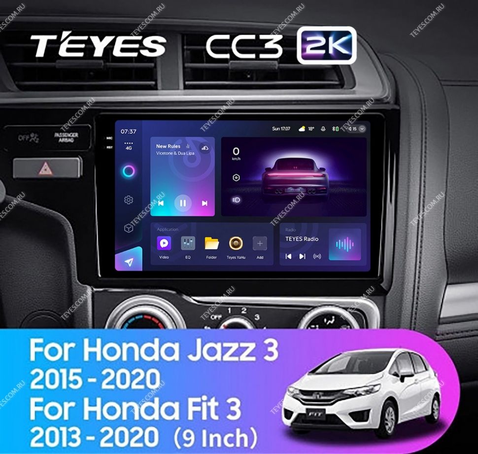 Штатная магнитола Teyes CC3 2K 4/64 Honda Jazz 3 (2015-2020) Тип-B