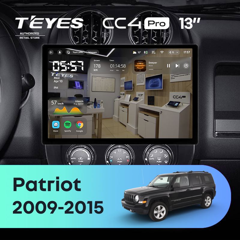 Штатная магнитола Teyes CC4 Pro 8/128 Jeep Patriot (2009-2015) (13&quot;)