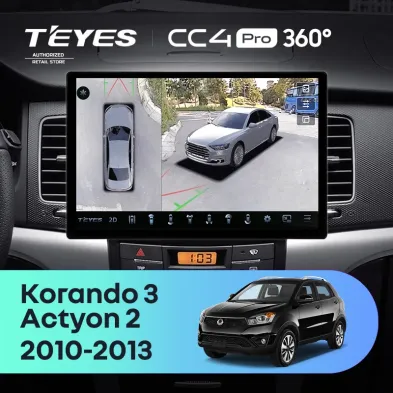Штатная магнитола Teyes CC4 Pro 360 8/128 SsangYong Korando 3 (2010-2013) (13")