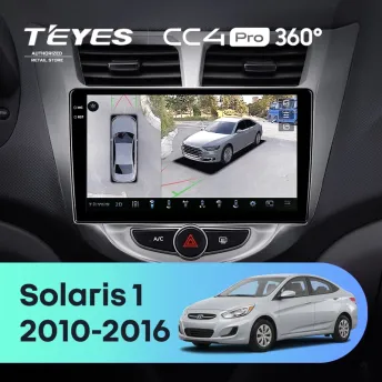 Штатная магнитола Teyes CC4 Pro 360 8/128 Hyundai Solaris 1 (2010-2016) F1