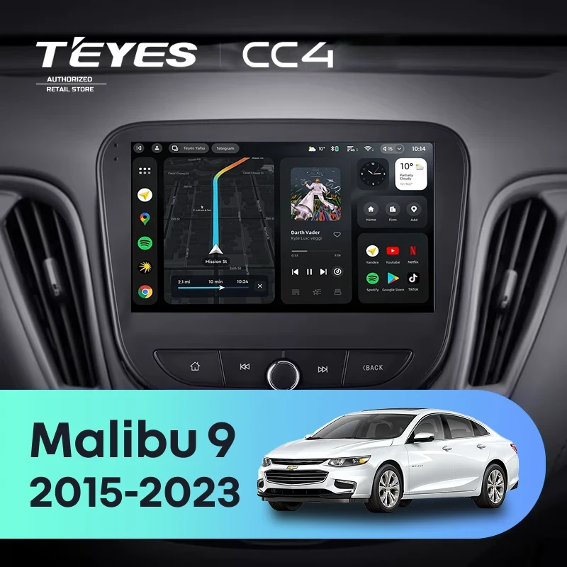 Штатная магнитола Teyes CC4 6/64 Chevrolet Malibu 9 (2015-2022) F3 (0din)