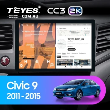 Штатная магнитола Teyes CC3 2K 360 6/128 Honda Civic 9 FB FK FD (2011-2015) (13")