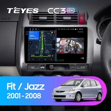 Штатная магнитола Teyes CC3 2K 360 6/128 Honda Jazz GD (2001-2008) Правый руль