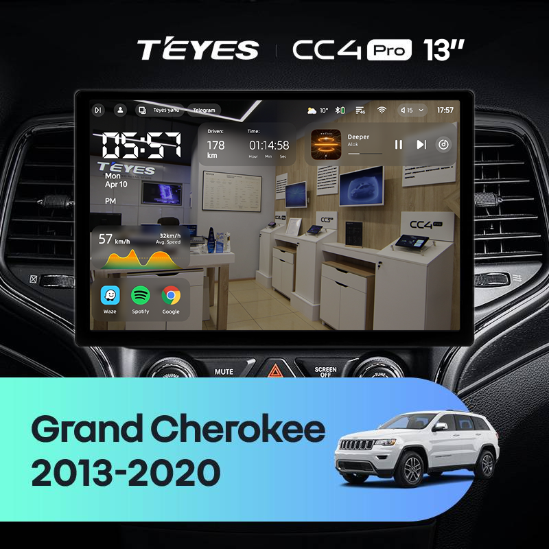 Штатная магнитола Teyes CC4 Pro 8/128 Jeep Grand Cherokee WK2 (2013-2020) F2 (13&quot;)