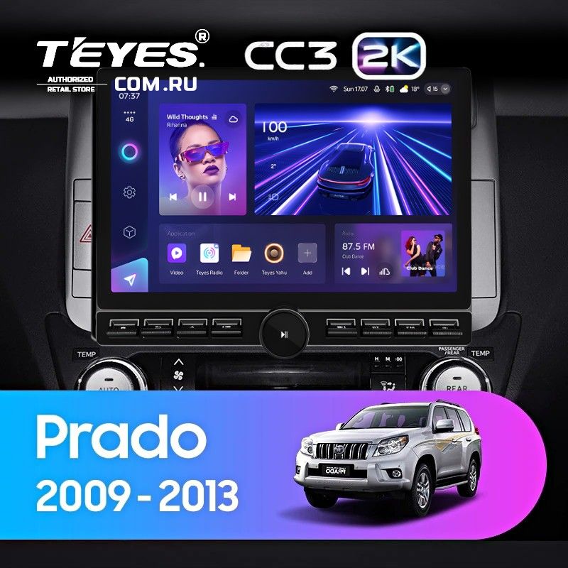 Штатная магнитола Teyes CC3 2K 6/128 Toyota Land Cruiser Prado 150 (2009-2013) F1 Тип-A (13&quot; с кнопками)