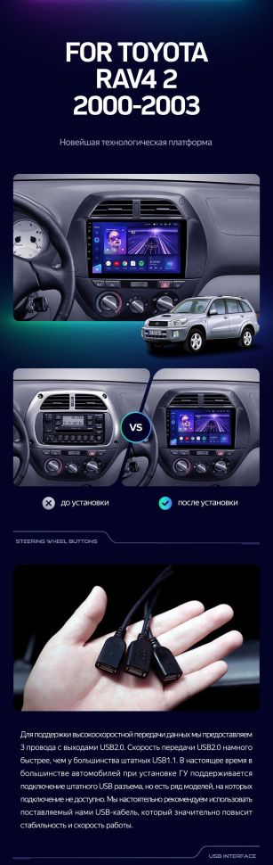 Штатная магнитола Teyes CC3 2K 6/128 Toyota RAV4 2 CA20 (2000-2003) F3