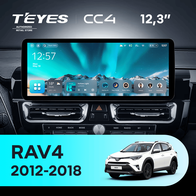 Штатная магнитола Teyes CC4 12.3" 8/128 Toyota RAV4 XA40 (2012-2018) F1