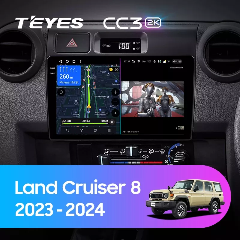 Штатная магнитола Teyes CC3 2K 4/32 Toyota Land Cruiser 8 J70 70 (2023-2024)