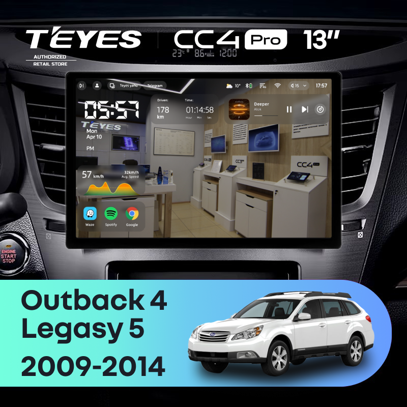 Штатная магнитола Teyes CC4 Pro 8/128 Subaru Outback 4 (2009-2014) (13&quot;)